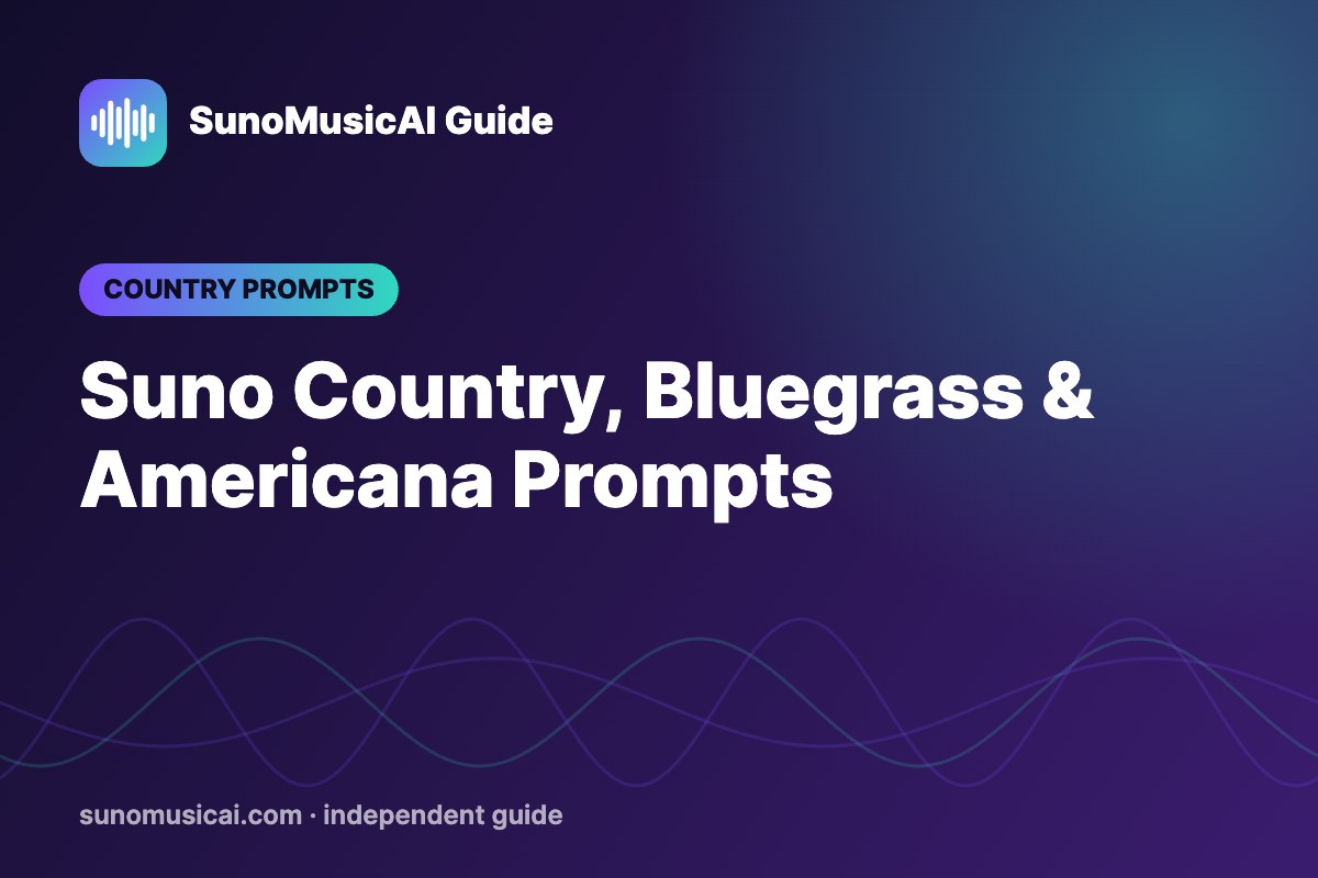 Suno Country Prompts: 40 Prompts for Country, Bluegrass and Americana